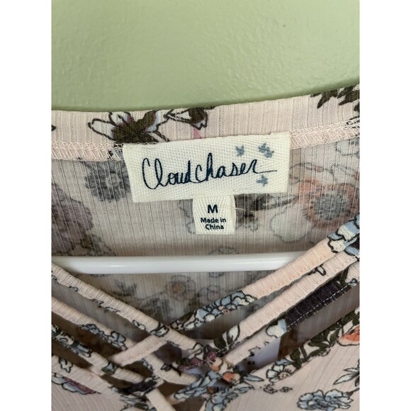 Cloud Chaser Women's Long Sleeve Top Pink Floral Pattern Size Medium - Picture 4 of 5